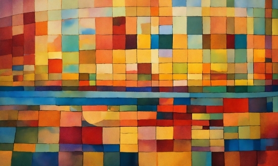 Colorfulness, Rectangle, Textile, Orange, Art, Paint