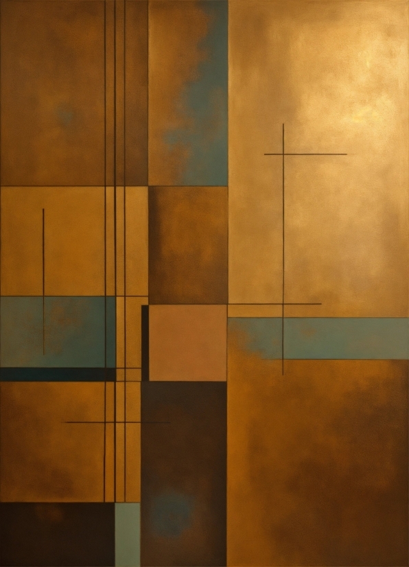 Rectangle, Amber, Orange, Paint, Wood, Art