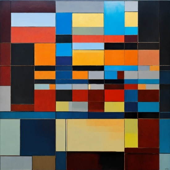 Colorfulness, Rectangle, Azure, Orange, Art, Material Property