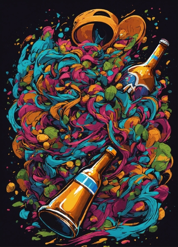 Bottle, Art, Painting, Paint, Liquid, Font