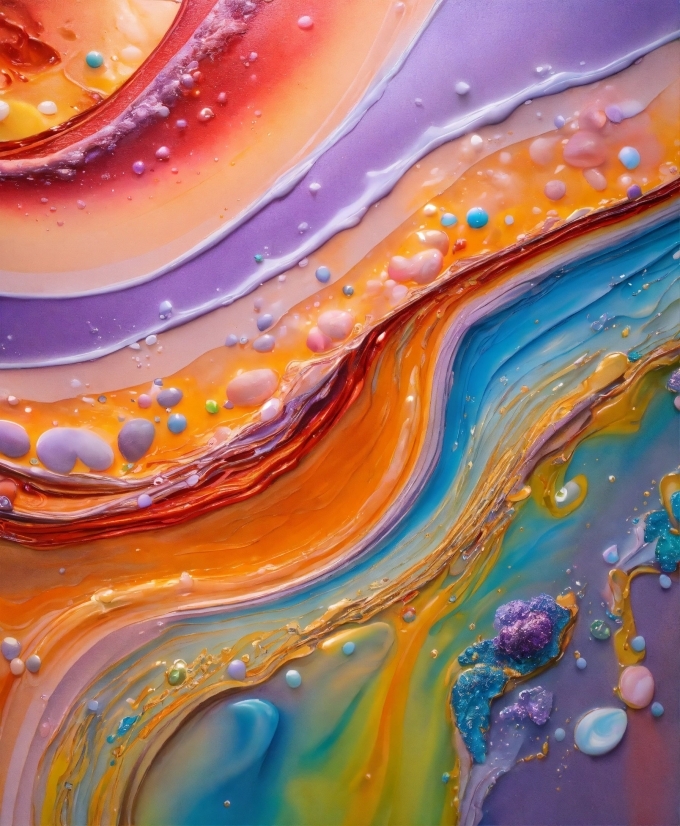 Colorfulness, Liquid, Paint, Orange, Purple, Fluid