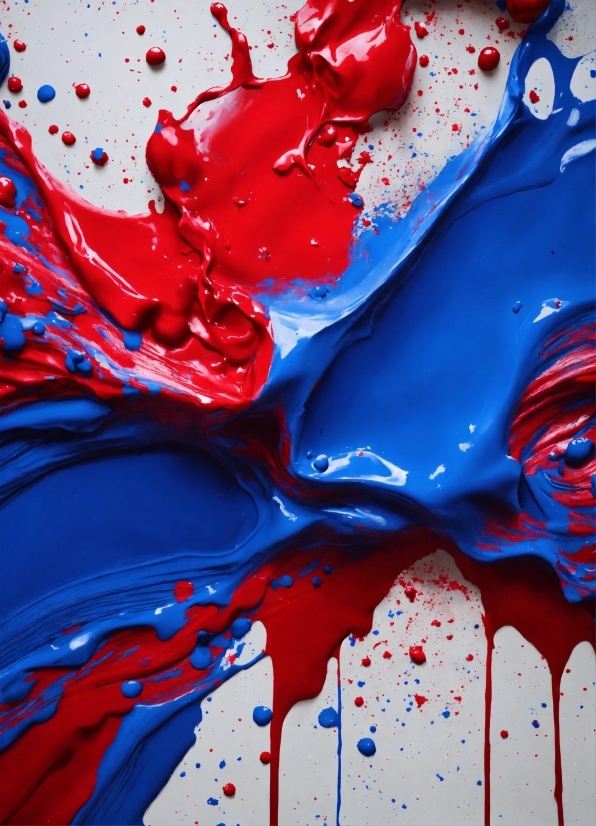 Liquid, Blue, Azure, Paint, Fluid, Red