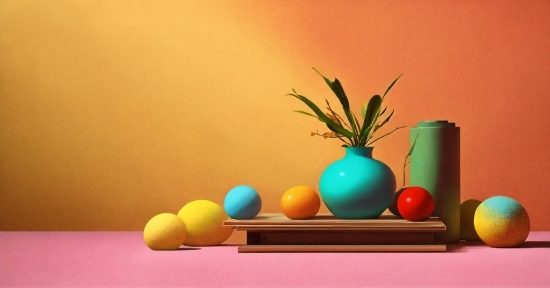 Table, Wood, Orange, Plant, Flowerpot, Rectangle