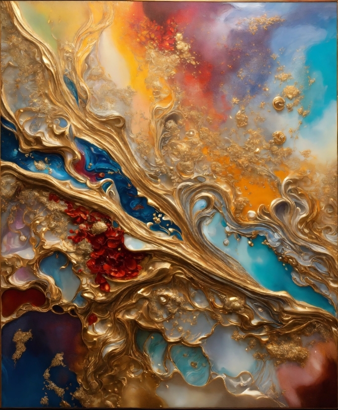 Liquid, Fluid, Amber, Paint, Art, Aqua