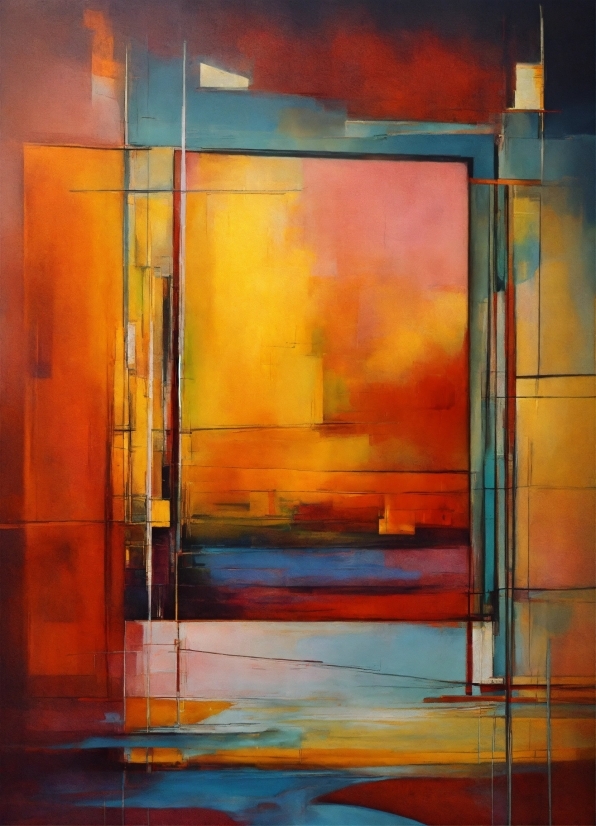 Art Paint, Rectangle, Paint, Amber, Orange, Door