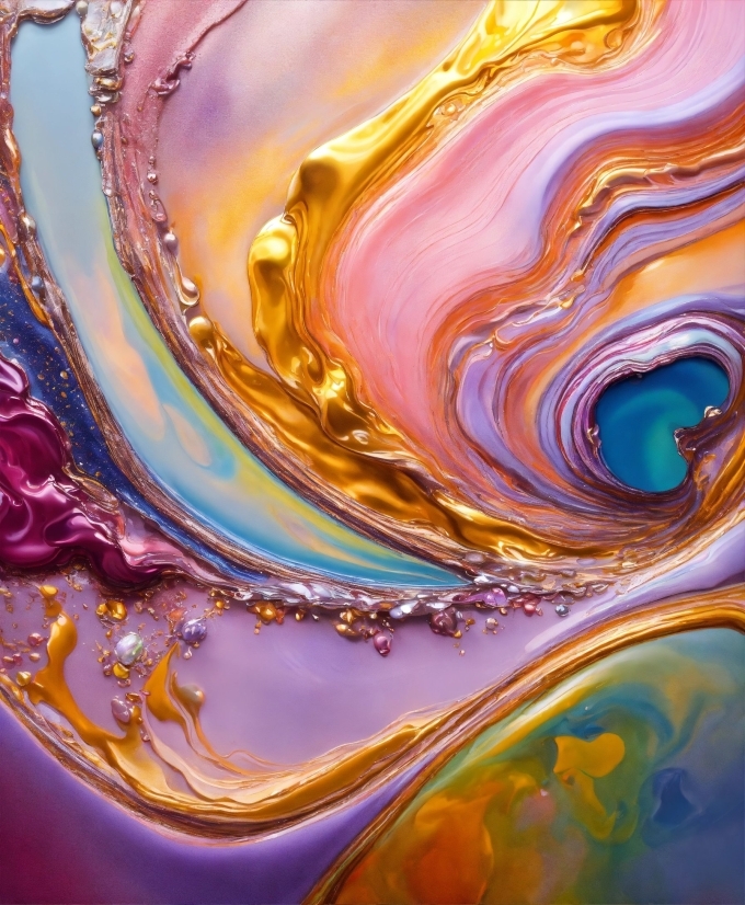 Liquid, Light, Purple, Fluid, Yellow, Art Paint