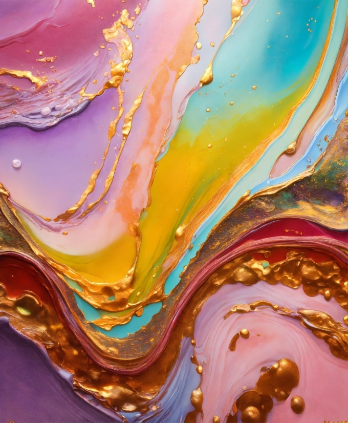 Liquid, Art Paint, Paint, Orange, Purple, Fluid