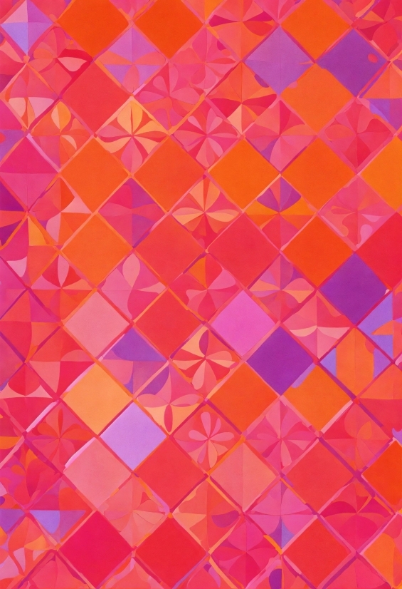 Colorfulness, Rectangle, Textile, Orange, Pink, Art