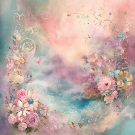 Paint, Petal, Pink, Flower, Art, Aqua