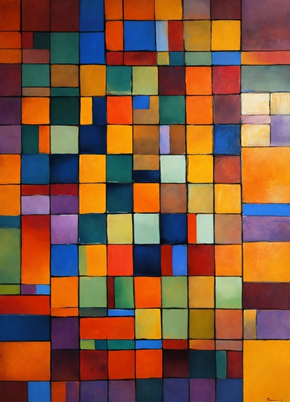 Colorfulness, Rectangle, Azure, Textile, Orange, Art