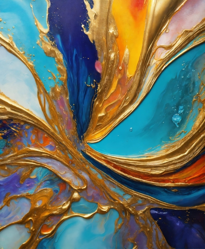 Art Paint, Azure, Paint, Liquid, Fluid, Orange