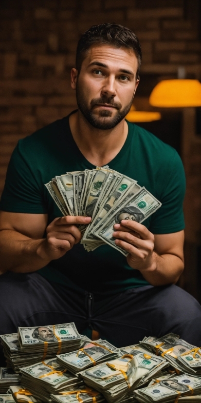 Human, Publication, Beard, Tshirt, Cash, Money