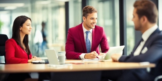 Table, Smile, Coat, Laptop, Tie, Whitecollar Worker