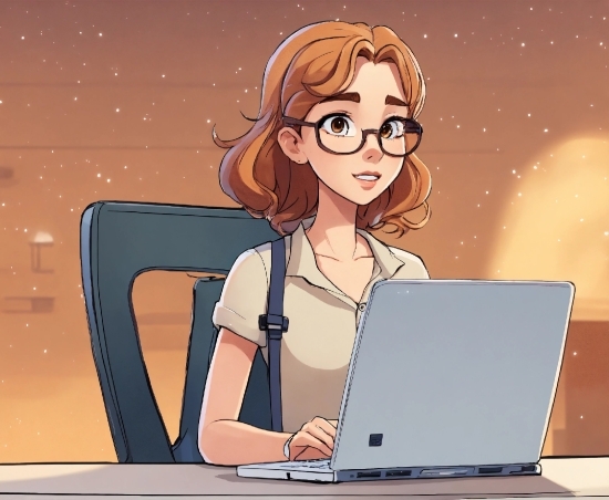 Hair, Laptop, Computer, Personal Computer, Cartoon, Netbook