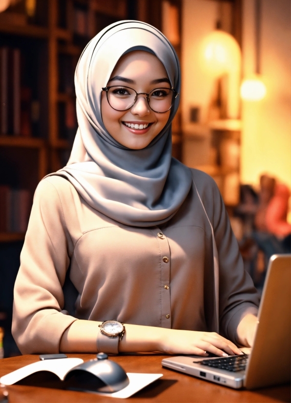 Smile, Watch, Computer, Laptop, Bookcase, Shelf