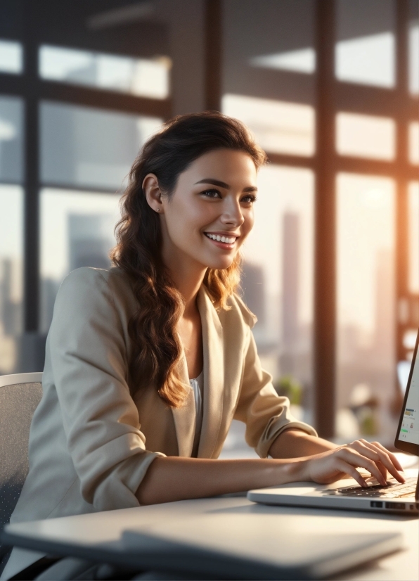 Smile, Computer, Personal Computer, Laptop, Table, Happy