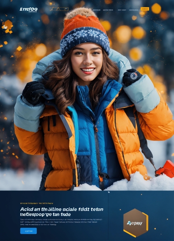 Smile, Outerwear, Facial Expression, Snow, Flash Photography, Glove