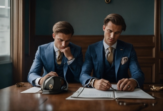 Table, Furniture, Microphone, Tie, Suit, Blazer