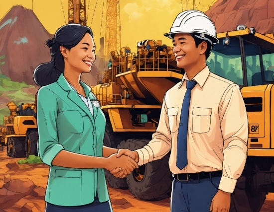 Smile, Workwear, Hard Hat, Gesture, Helmet, Tire