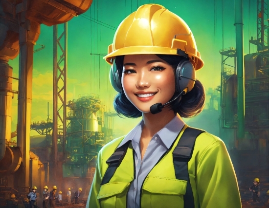 Smile, Helmet, Workwear, Hard Hat, Light, Sleeve