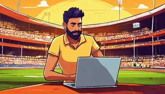 Computer, Laptop, Personal Computer, Leisure, Chair, Stadium