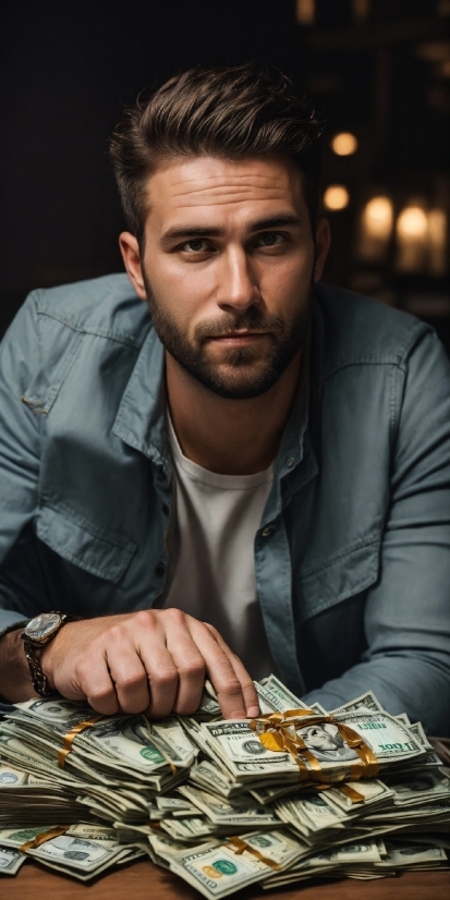 Watch, Hairstyle, Human, Beard, Flash Photography, Pompadour