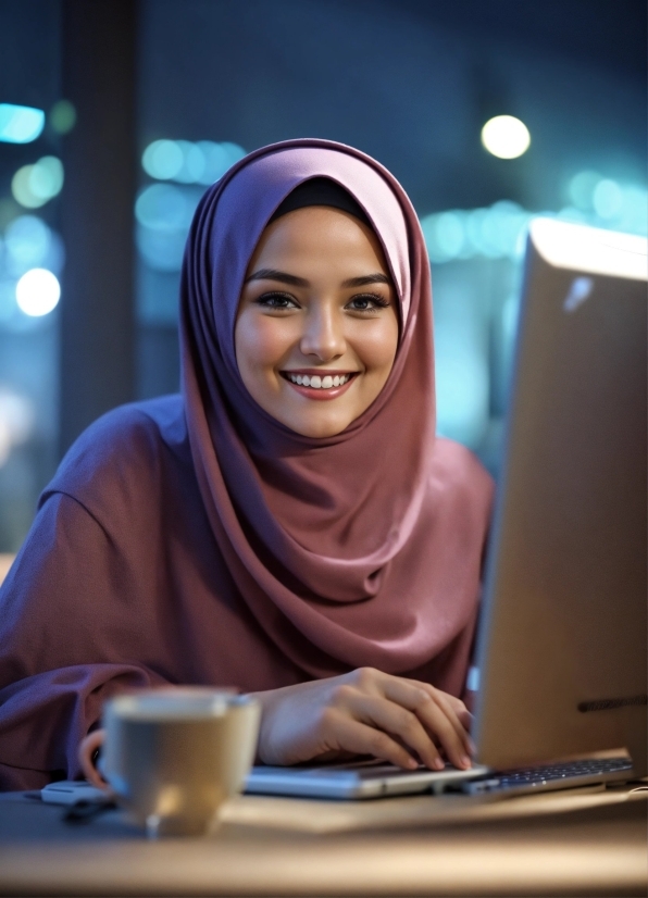 Smile, Tableware, Computer, Laptop, Happy, Flash Photography