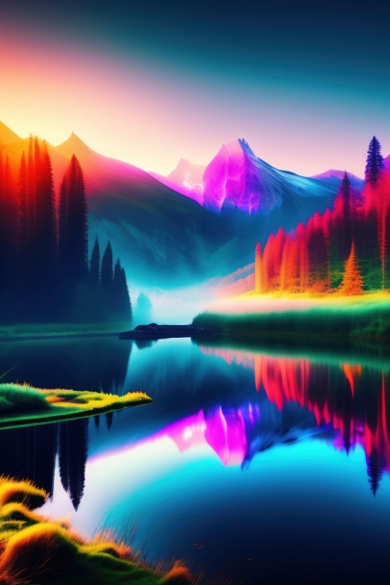 Free Ai Sharpen Image, Reflection, Lake, Picture, Art, Light