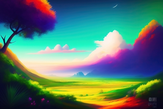 Ai Draw Image, Sun, Sky, Landscape, Summer, Season