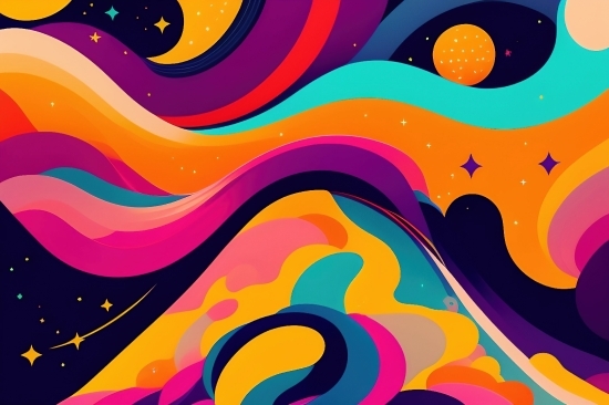 Free Ai Art Online, Wave, Design, Moon, Art, Graphic