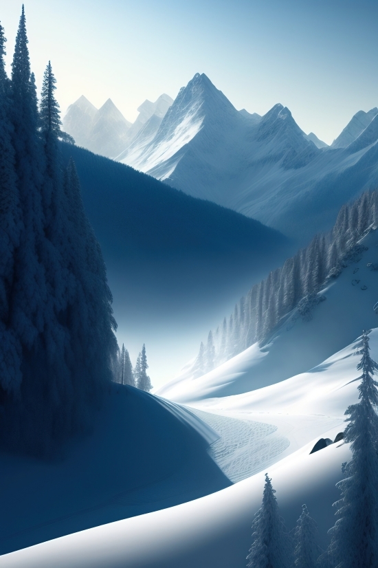 Ai That Creates Artwork, Mountain, Glacier, Snow, Mountains, Peak