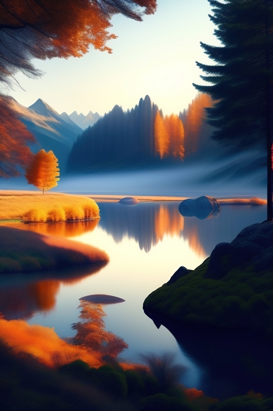 Ai Image Manipulation Free, Reflection, Sunset, Sun, Sunrise, Sky