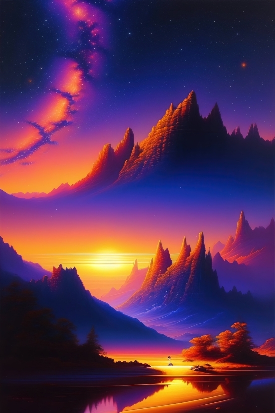 Nft Ai Art Generator, Range, Sun, Sky, Landscape, Star