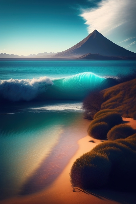 The Ai That Makes Art, Ocean, Beach, Sea, Sand, Sunset