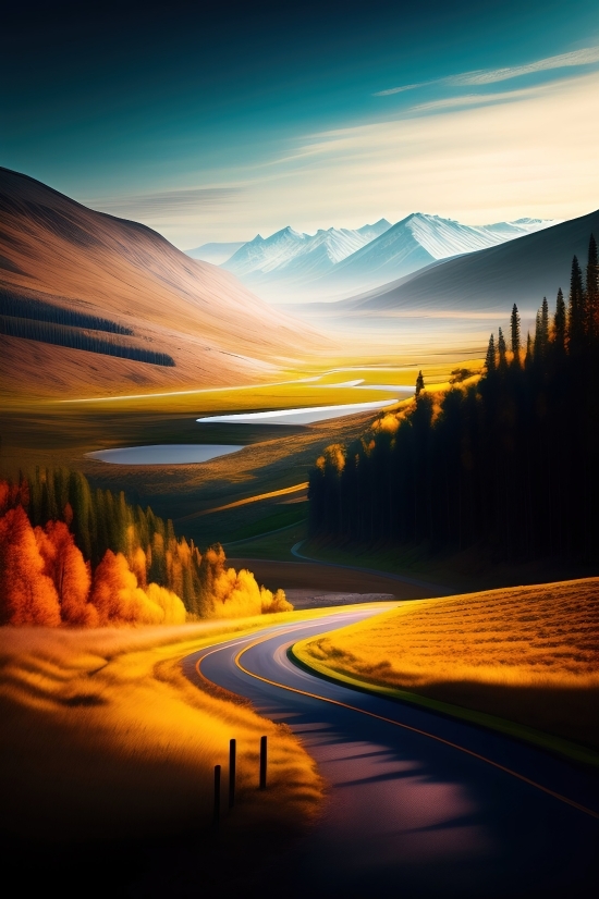 Illustrator Picture To Vector, Sunset, Travel, Sky, Asphalt, Landscape