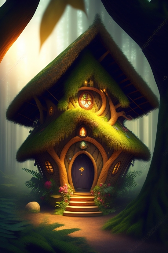 Adobe Ai Generated Art, Birdhouse, Shelter, Protective Covering, Gold, Aquarium