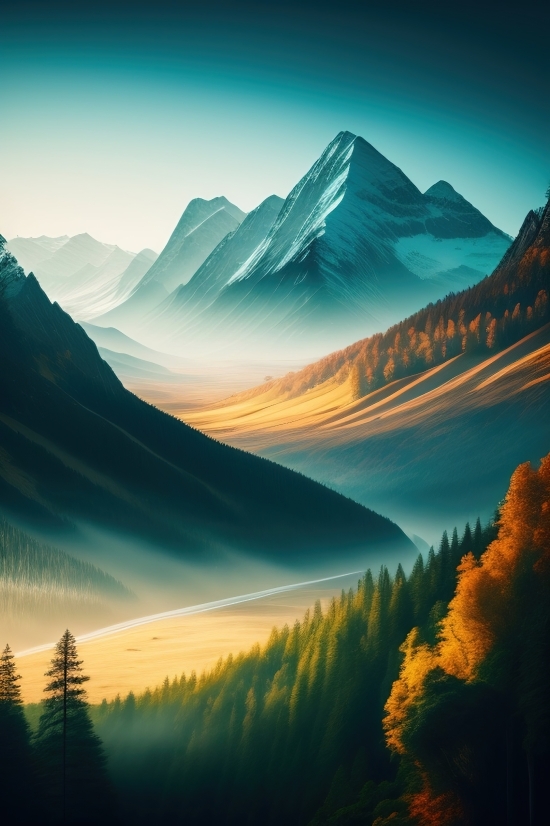 Best Free Art Ai Generator, Lake, Mountain, Landscape, Sky, Glacier