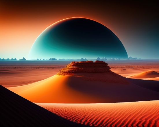 Ai Composite Photo, Landscape, Sky, Sunset, Sun, Horizon