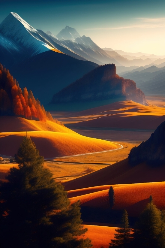 Ai Affinity Designer, Sun, Sunset, Canyon, Landscape, Valley