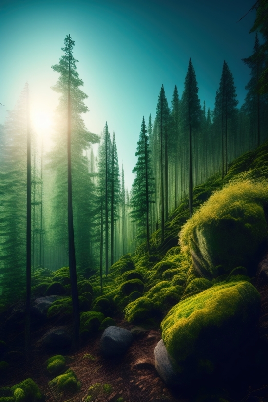 Deepai Art Generator, Forest, Sun, Landscape, Tree, Park