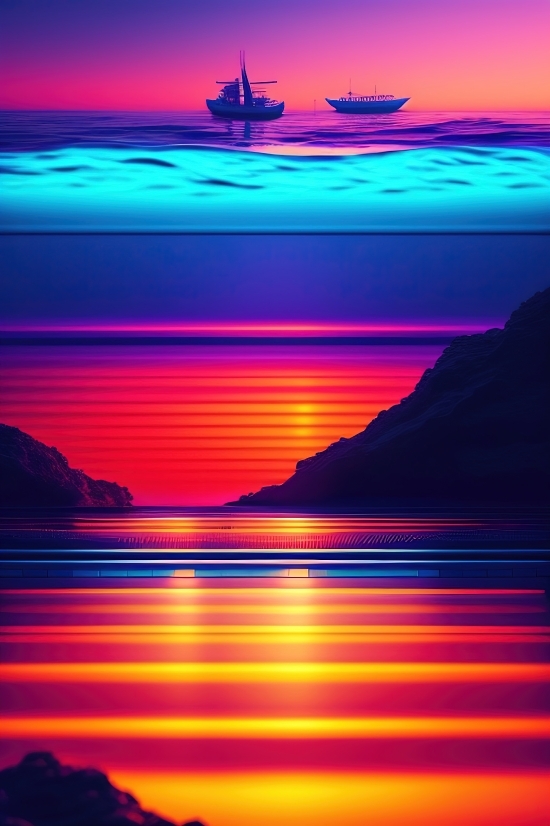 Text To Image Ai Generator, Sunset, Beach, Ocean, Sea, Sun