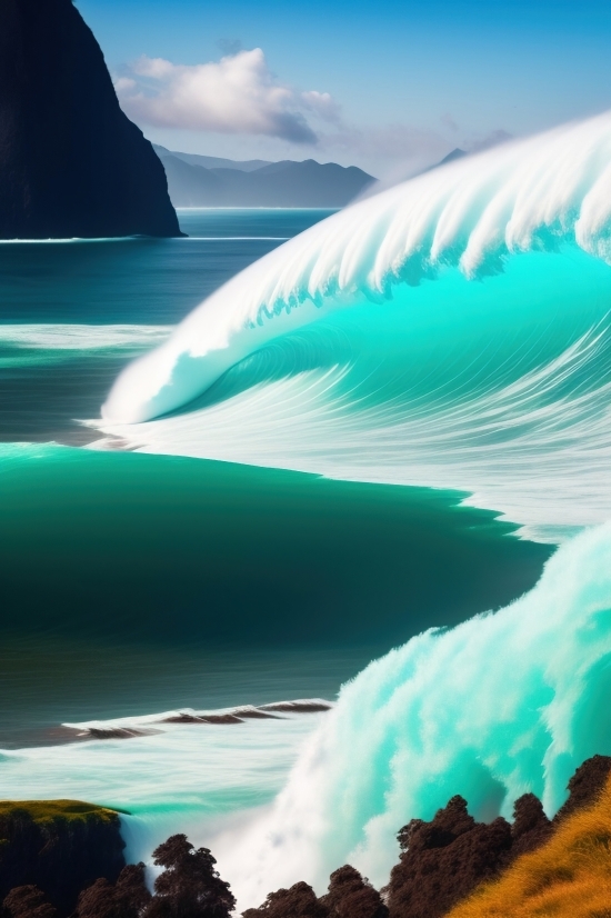 Ai Generator From Image, Wave, Wallpaper, Seascape, Design, Light