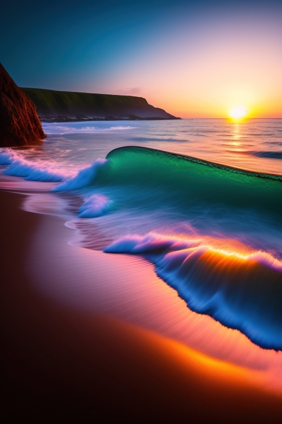 Graphic Ai Generator Free, Ocean, Beach, Sunset, Sea, Sun