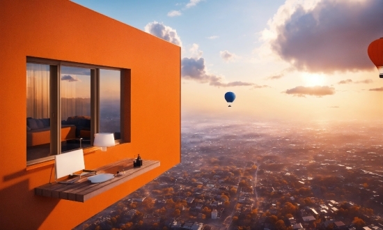 Cloud, Sky, Building, Balloon, Window, Landscape