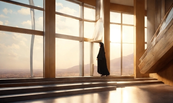 Window, Dress, Wood, Cloud, Sunlight, Hardwood