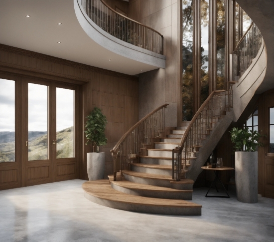 Plant, Building, Wood, Stairs, Interior Design, Floor