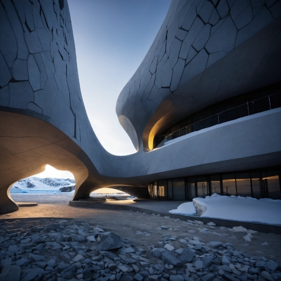 Sky, Building, Architecture, Snow, Tree, Art