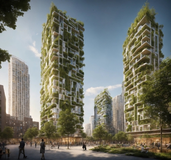 Cloud, Building, Sky, Skyscraper, Daytime, Plant