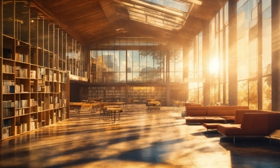 Wood, Interior Design, Sunlight, Shelf, Flooring, Hall