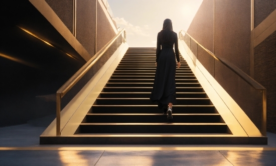 Stairs, Wood, Parallel, Tints And Shades, Sky, Symmetry